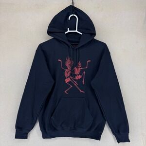 Danny Elfman Skeleton Dance Graphic Hoodie Black Size S Pullover Sweatshirt